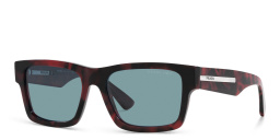 Shop PRADA Rectangle Sunglasses in Purple Tortoise online.