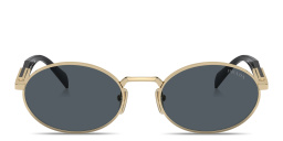 PRADA Engraved Logo Oval Sunglasses in Gold – Product Photo 1