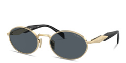 PRADA Engraved Logo Oval Sunglasses in Gold – Product Photo 2