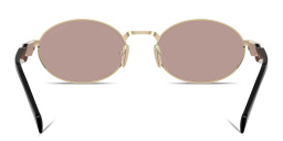 Shop PRADA Engraved Logo Oval Sunglasses in Pale Gold online.