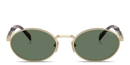 PRADA Engraved Logo Oval Sunglasses in Pale Gold – Product Photo 1