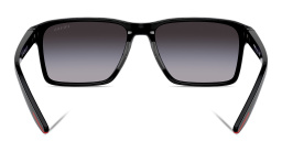 Shop Prada Linea Rossa Logo Rectangle Sunglasses in Black online.