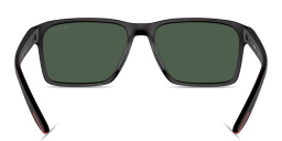 Shop Prada Linea Rossa Logo Rectangle Sunglasses in Black online.