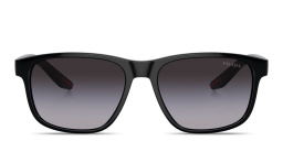 Shop Prada Linea Rossa Logo Signature Pillow Sunglasses in Black online.