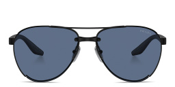 Shop Prada Linea Rossa Logo Aviator Sunglasses in Black online.