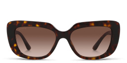 Shop BVLGARI Rectangle Sunglasses in Havana online.