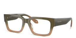 Shop GIORGIO ARMANI Rectangle Eyeglasses in Gradient Green/Brown online.