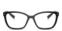 Shop PRADA Wide Rectangle Eyeglasses in Polished Black online.