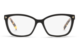 Shop PRADA Wide Rectangle Eyeglasses in Black online.