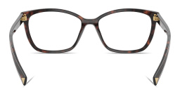 Shop PRADA Logo Signature Wide Rectangle Eyeglasses in Tortoise online.