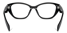 Shop PRADA Logo-Print Cat-Eye Eyeglasses in Black online.