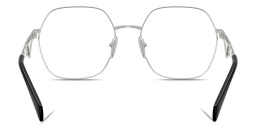 Shop PRADA Triangle Logo Oversized Wide Irregular Eyeglasses in Silver online.