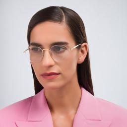 Shop MYKITA Unisex Wataru Rimless Round Eyeglasses in Beige online.