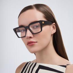 Shop BALMAIN Unisex Square Eyeglasses in Black online.
