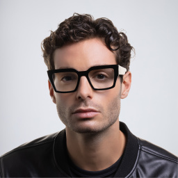 Shop BALMAIN Unisex Square Eyeglasses in Black online.