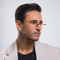 BALMAIN Unisex Rimless Rectangle Eyeglasses in Gold – Product Photo 8