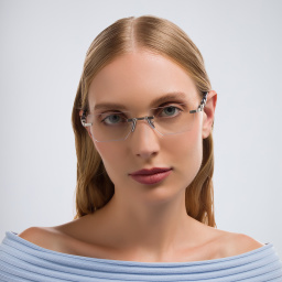 Shop BALMAIN Unisex Rimless Rectangle Eyeglasses in Silver online.