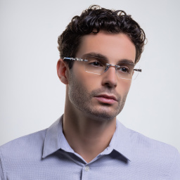 Shop BALMAIN Unisex Rimless Rectangle Eyeglasses in Silver online.