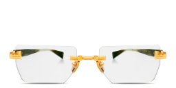 Shop BALMAIN Unisex Rimless Rectangle Eyeglasses in Polished Gold online.