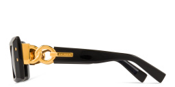 Shop BALMAIN Rectangle Sunglasses in Black online.