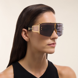 Shop BALMAIN Unisex Wide Irregular Sunglasses in Black online.