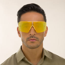 BALMAIN Unisex Wide Irregular Sunglasses in Gold – Product Photo 7