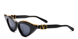 Shop VALENTINO Cat-Eye Sunglasses in Black online.
