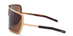 Shop VALENTINO Unisex Oversized Wide Irregular Sunglasses in Brown online.