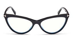 Shop TOM FORD Wide Cat-Eye Eyeglasses in Shiny Black online.