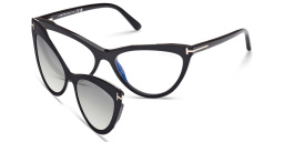 Shop TOM FORD Wide Cat-Eye Eyeglasses in Shiny Black online.