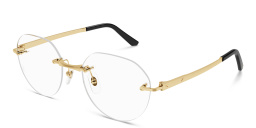 Shop Cartier Santos de Cartier Round Eyeglasses in Gold online.