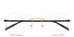Shop MONTBLANC Wide Rimless Pilot Eyeglasses in Gold Black online.