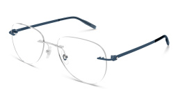 Shop MONTBLANC Wide Rimless Pilot Eyeglasses in Silver online.