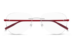 Shop MONTBLANC Wide Rimless Pilot Eyeglasses in Red online.