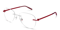 Shop MONTBLANC Wide Rimless Pilot Eyeglasses in Red online.