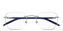 Shop MONTBLANC Rimless Rectangle Eyeglasses in Silver online.