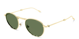 Shop MONTBLANC Round Sunglasses in Gold online.