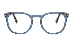 Shop PERSOL Unisex Panthos Eyeglasses in Transparent Navy Blue online.