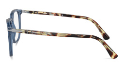 Shop PERSOL Arrow Unisex Round Eyeglasses in Transparent Navy Blue online.