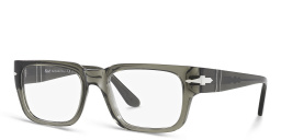 Shop PERSOL Wide Rectangle Eyeglasses in Transparent Taupe Gray online.