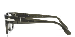 Shop PERSOL Wide Rectangle Eyeglasses in Transparent Taupe Gray online.