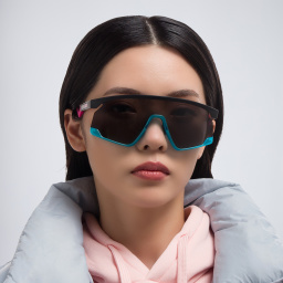 Shop Oakley Unisex Half-Rim Mask Sunglasses in Black online.