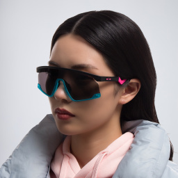 Shop Oakley Unisex Half-Rim Mask Sunglasses in Black online.