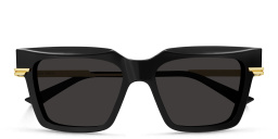 Shop BOTTEGA VENETA Rectangle Sunglasses in Black online.