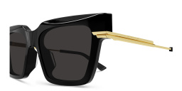 Shop BOTTEGA VENETA Rectangle Sunglasses in Black online.
