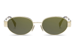 Shop CELINE Metal Triomphe Oval Sunglasses in Gold online.