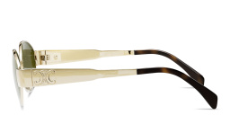 Shop CELINE Metal Triomphe Oval Sunglasses in Gold online.
