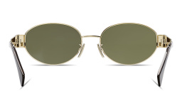 Shop CELINE Metal Triomphe Oval Sunglasses in Gold online.