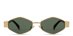 Shop CELINE Metal Triomphe Geometric Sunglasses in Gold online.