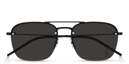 SAINT LAURENT Half-Rim Aviator Sunglasses in Black – Product Photo 1